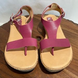 Corks pink leather women’s cork sandals 8
